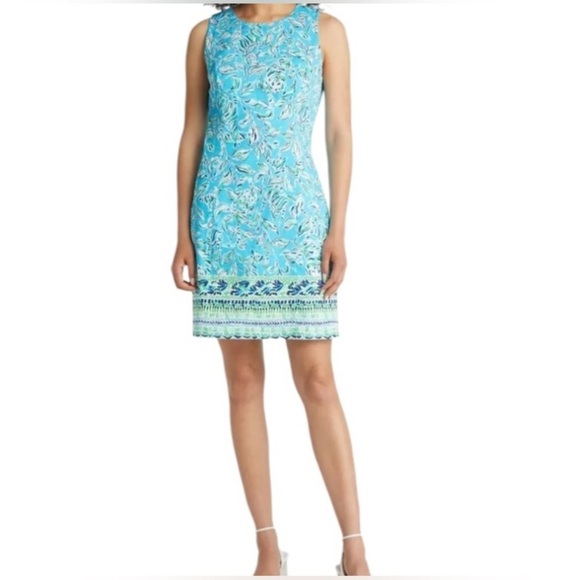 LN Lilly Pulitzer Mila Turquoise Oasis Outta Zebra Print Shift Dress - SZ 2 - Picture 4 of 12